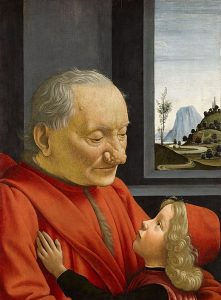 It is a portrait exhibited in the Louvre that represents a RHINOPHYMA which is part of the dermatological iconodiagnosis paintings